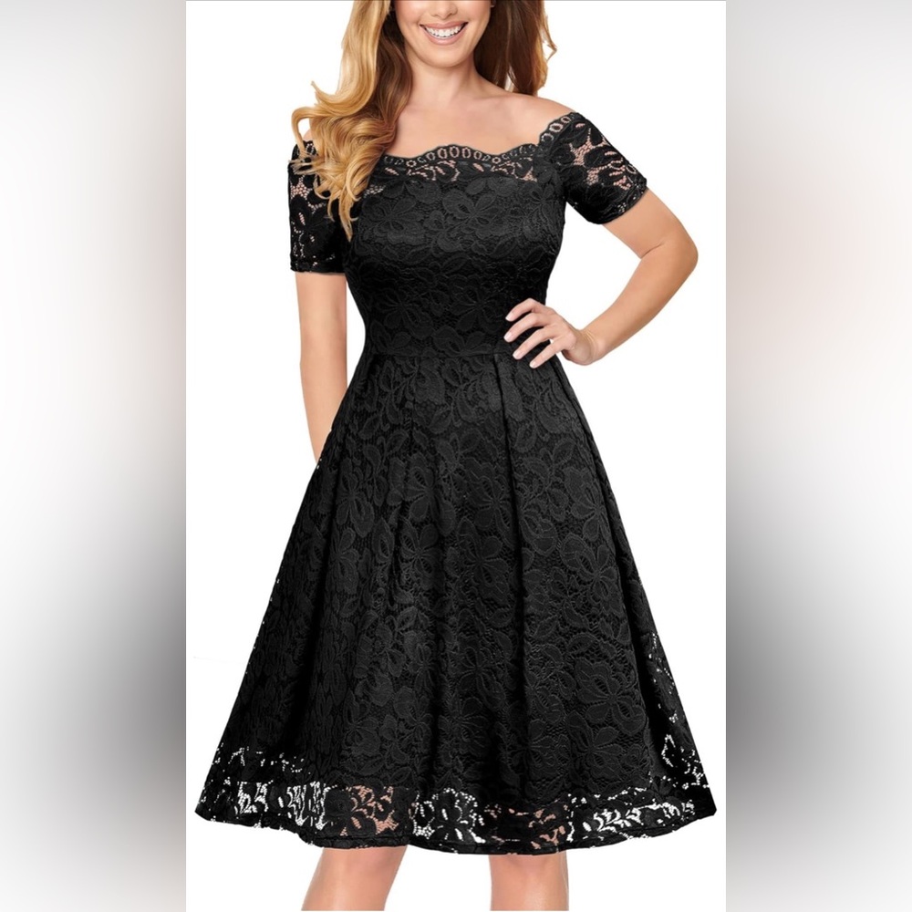 Chic Black Lace Off-Shoulder Dress